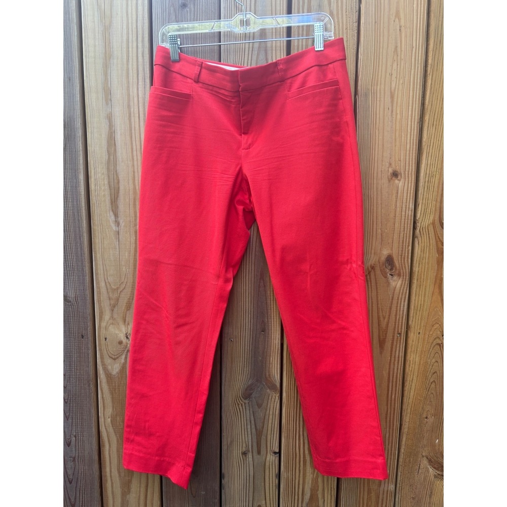 Banana Republic Sloan Pants Size 10 Tomato Red Ankle Slim Stretch Trousers - Picture 2 of 9